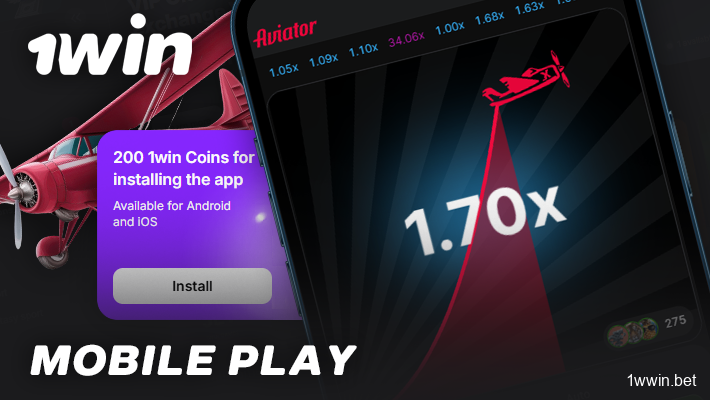 Play Aviator on 1Win via mobile device