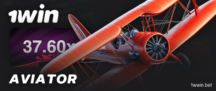 The Aviator crash game on the 1Win Casino website