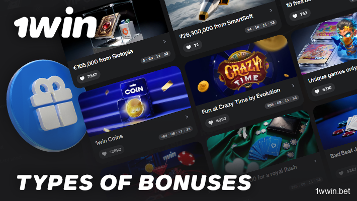 Bonus types for 1Win Casino players