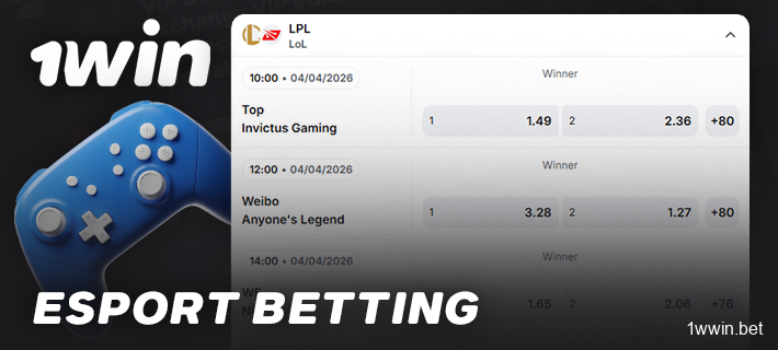 Cyber sports betting for 1Win users