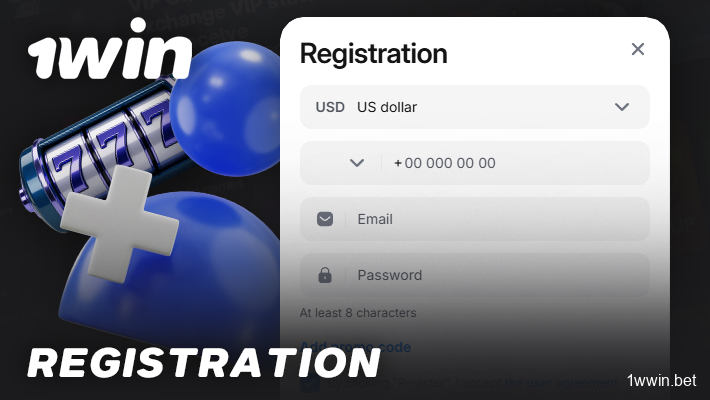 Signing up for a new account at 1Win Casino