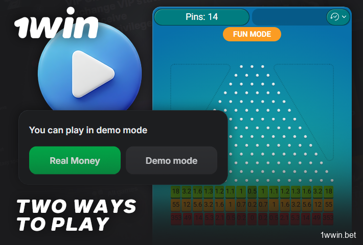 About the Plinko demo game on 1Win and playing for real money