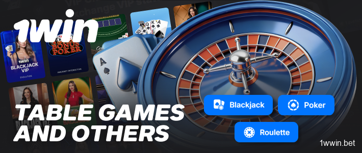 The table games at 1win Casino include popular card games